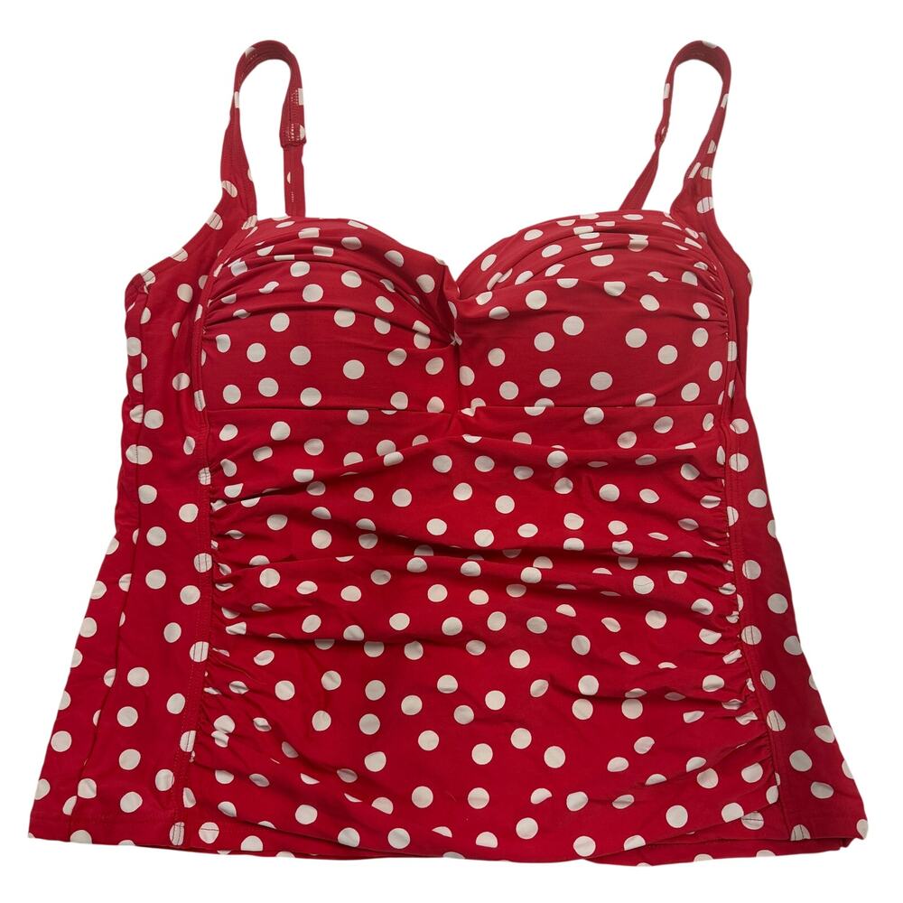 NIP TUCK RED POLKA DOT MULTI FIT CUP TANKINI TOP SIZE 12